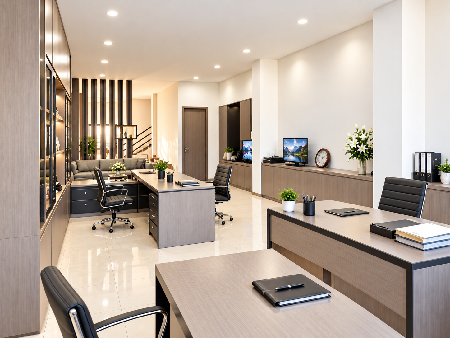 Ruang Direktur TSP yang rapi, terang, dan profesional
